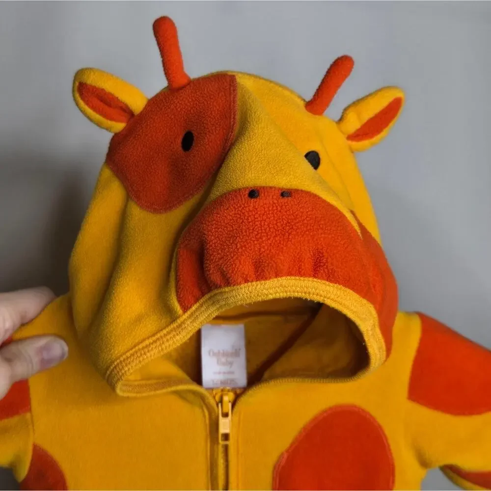 OSHKOSH BABY Yellow and Orange One Piece Giraffe Outfit Size 12mo